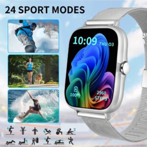 Eytlptoc Montre connectée intelligente 2025 nouvelle génération, (répondre/composer des appels) grand écran tactile, montre connectée outdoor pour hommes et femmes, modes multi-sports randonnée, podomètre, compatible avec les téléphones Android et iOS