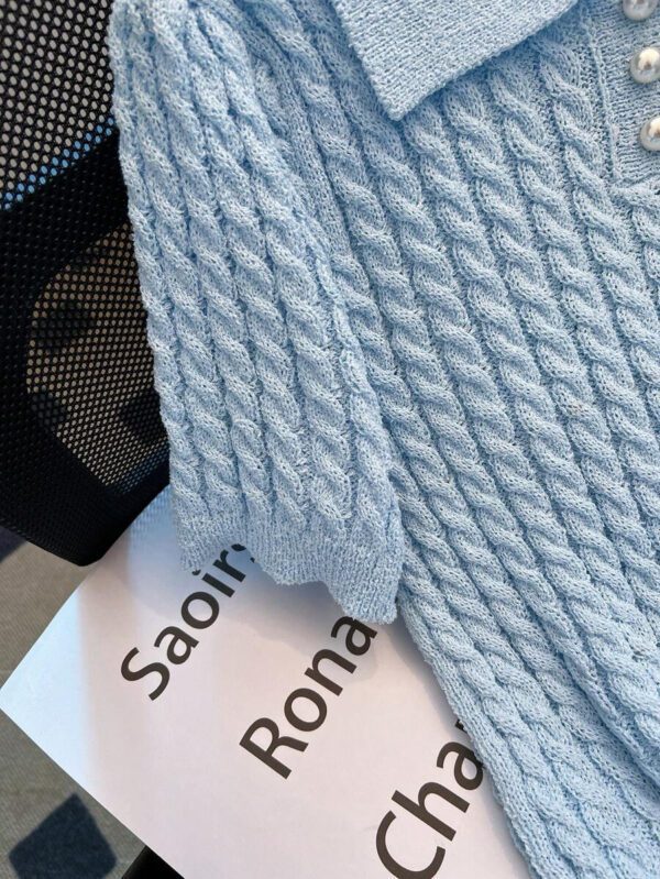 Franclia Top en tricot élégant pour femmes, col polo bleu français 2025 – Image 4