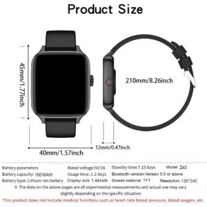 NOUVEAU Montre connectée multifonctionnelle unisexe, modes sportifs, suivi de la distance, contrôle de la musique, appareil photo à distance, appel sans fil, cadran personnalisé, rappel SMS/alarme, affichage météo, écran tactile pleine surface de 1,44", compatible avec les smartphones iOS/Android