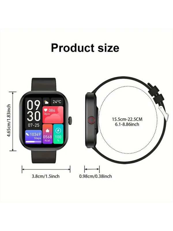 Nouvelle montre connectée Sport unisexe avec écran tactile full touch de 2,01 pouces et bracelet en silicone. Avec plus de 100 modes sport, appel sans fil, connexion sans fil à l'application, caméra à distance, musique sans fil, alarme, prévisions météorologiques, affichage TFT et batterie 180mAh. Cadeau idéal pour les hommes, les femmes, les amis, les amoureux et les parents pour les fêtes – Image 3
