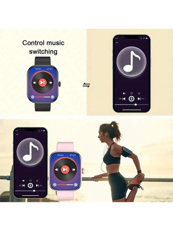 Nouvelle montre connectée Sport unisexe avec écran tactile full touch de 2,01 pouces et bracelet en silicone. Avec plus de 100 modes sport, appel sans fil, connexion sans fil à l'application, caméra à distance, musique sans fil, alarme, prévisions météorologiques, affichage TFT et batterie 180mAh. Cadeau idéal pour les hommes, les femmes, les amis, les amoureux et les parents pour les fêtes – Image 7