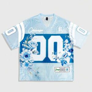 ROMWE MEN Street Life Top de jersey à col V à manches courtes avec imprimé floral et numérique, style preppy pour homme