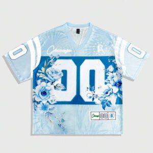 ROMWE MEN Street Life Top de jersey à col V à manches courtes avec imprimé floral et numérique, style preppy pour homme
