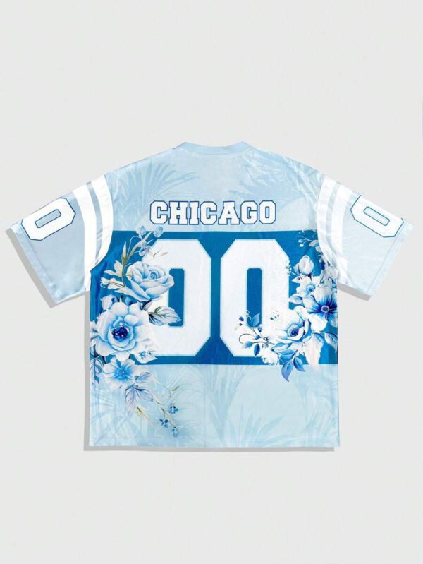 ROMWE MEN Street Life Top de jersey à col V à manches courtes avec imprimé floral et numérique, style preppy pour homme – Image 3