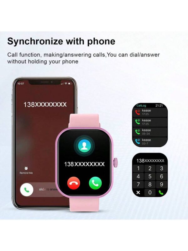 Nouvelle montre connectée Sport unisexe avec écran tactile full touch de 2,01 pouces et bracelet en silicone. Avec plus de 100 modes sport, appel sans fil, connexion sans fil à l'application, caméra à distance, musique sans fil, alarme, prévisions météorologiques, affichage TFT et batterie 180mAh. Cadeau idéal pour les hommes, les femmes, les amis, les amoureux et les parents pour les fêtes – Image 14