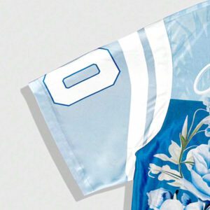 ROMWE MEN Street Life Top de jersey à col V à manches courtes avec imprimé floral et numérique, style preppy pour homme