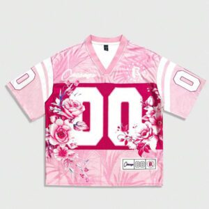 ROMWE MEN Street Life Top de jersey à col V à manches courtes avec imprimé floral et numérique, style preppy pour homme