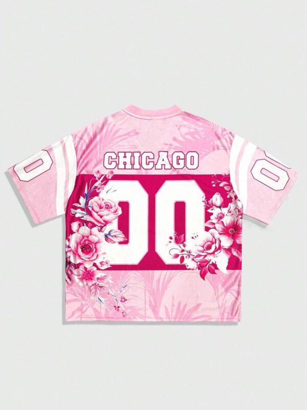 ROMWE MEN Street Life Top de jersey à col V à manches courtes avec imprimé floral et numérique, style preppy pour homme – Image 7