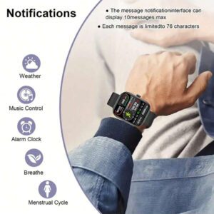 Nouvelle montre connectée Sport unisexe avec écran tactile full touch de 2,01 pouces et bracelet en silicone. Avec plus de 100 modes sport, appel sans fil, connexion sans fil à l'application, caméra à distance, musique sans fil, alarme, prévisions météorologiques, affichage TFT et batterie 180mAh. Cadeau idéal pour les hommes, les femmes, les amis, les amoureux et les parents pour les fêtes