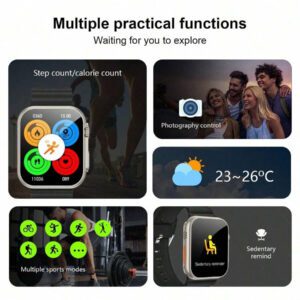 1 pièce Montre connectée sport en silicone unisexe avec fonctions multiples : rappel d'appel, compteur de pas, compteur de calories, notification de message. Compatible avec les téléphones iOS et Android.