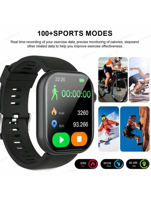 1 pièce Montre connectée polyvalente avec grand écran de 2,01 pouces, appel sans fil, réception de messages, podomètre, compteur de calories, alarme, prévisions météorologiques, plusieurs modes sportifs, cadran personnalisable, compatible avec les smartphones iOS et Android – Image 3