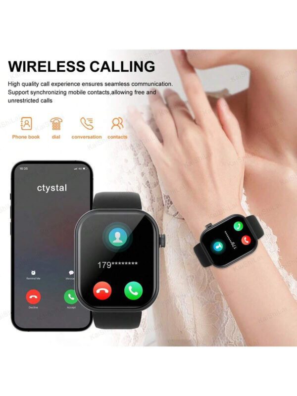 1 pièce Montre connectée polyvalente avec grand écran de 2,01 pouces, appel sans fil, réception de messages, podomètre, compteur de calories, alarme, prévisions météorologiques, plusieurs modes sportifs, cadran personnalisable, compatible avec les smartphones iOS et Android – Image 4