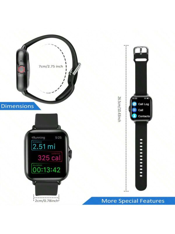 Eytlptoc Montre connectée multifonction pour appareils iOS et Android : (appel/numérotation), compteur de pas, calories, modes sportifs multiples, caméra à distance, contrôle de la musique, alarme, convient aux femmes et aux hommes, bracelet connecté tracker de fitness ! – Image 7
