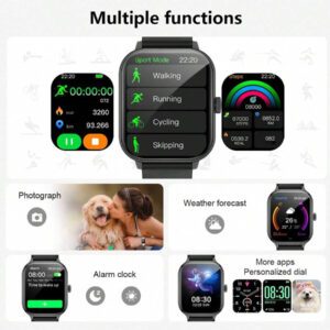1 pièce Montre intelligente de sport en silicone unisexe, appels, comptage des pas, suivi des calories, de la distance, modes multisports, alarme, rappel d'appel et de message, écran tactile HD 2,01", compatible avec Android et iOS