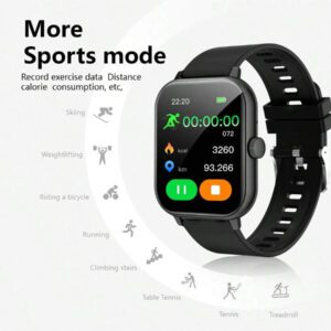 1 pièce Montre intelligente de sport en silicone unisexe, appels, comptage des pas, suivi des calories, de la distance, modes multisports, alarme, rappel d'appel et de message, écran tactile HD 2,01", compatible avec Android et iOS