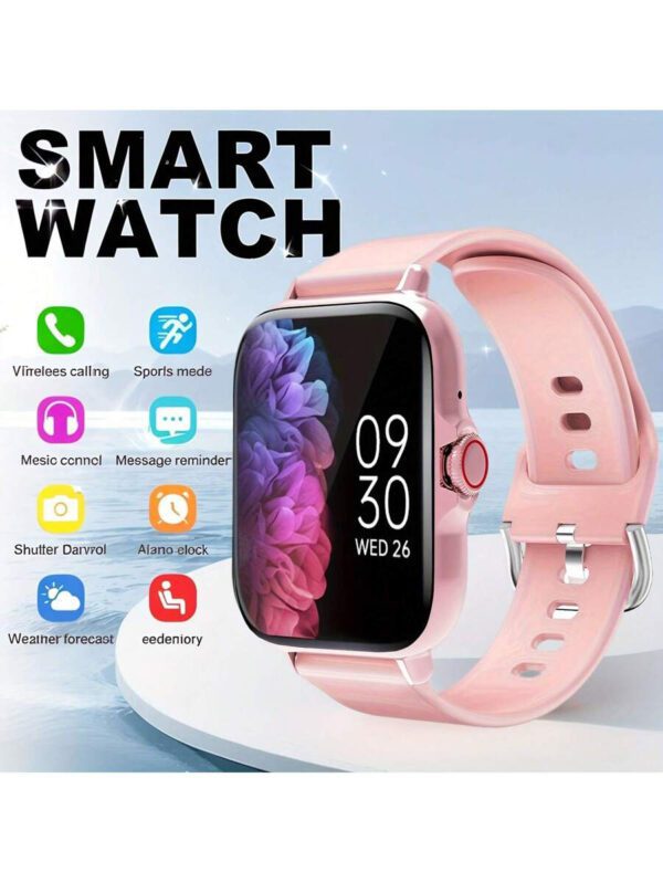 Montre connectée unisexe, réponse d'appel, rappel de message, contrôle de la musique, photographie à distance, compteur de pas, suivi des calories, modes multisports, réveil, notification d'appel et de message, 190mAh, écran tactile full screen de 1,83 pouces, compatible Android et iOS – Image 4