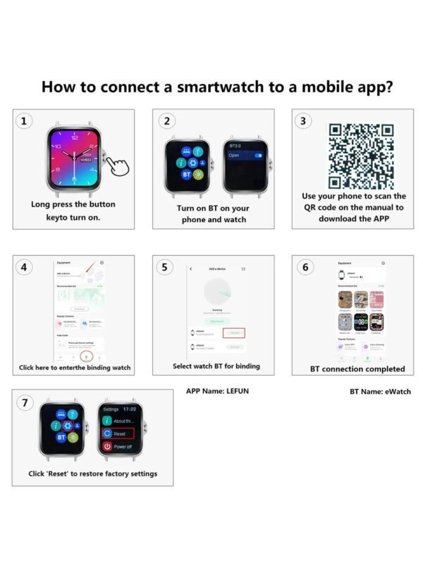 Montre connectée unisexe, réponse d'appel, rappel de message, contrôle de la musique, photographie à distance, compteur de pas, suivi des calories, modes multisports, réveil, notification d'appel et de message, 190mAh, écran tactile full screen de 1,83 pouces, compatible Android et iOS – Image 10