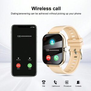 Montre connectée sport haute définition tactile de 4,65 cm, montre pour hommes, appel sans fil, rappel de message, rappel d'alarme, plusieurs modes sport, photographie à distance, lecture de musique, montre connectée multifonction, compatible avec les smartphones Android et iOS