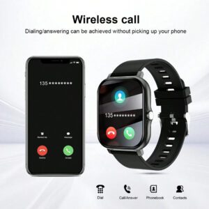 Montre connectée sport haute définition tactile de 4,65 cm, montre pour hommes, appel sans fil, rappel de message, rappel d'alarme, plusieurs modes sport, photographie à distance, lecture de musique, montre connectée multifonction, compatible avec les smartphones Android et iOS