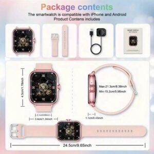 Nouvelle montre connectée unisexe avec bracelet en silicone et écran tactile complet de 4,65 cm. Tachymètre sportif et fitness pour l'extérieur, avec cadran personnalisable, appel sans fil, connexion sans fil à l'application, plus de 100 modes sportifs dont marche, course, escalade, contrôle de la caméra à distance, musique sans fil, alarme, prévisions météorologiques, écran TFT et batterie de 180 mAh. Convient comme cadeau de fête pour hommes, femmes, amis, partenaires et famille