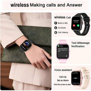 Nouvelle montre connectée unisexe avec bracelet en silicone et écran tactile complet de 4,65 cm. Tachymètre sportif et fitness pour l'extérieur, avec cadran personnalisable, appel sans fil, connexion sans fil à l'application, plus de 100 modes sportifs dont marche, course, escalade, contrôle de la caméra à distance, musique sans fil, alarme, prévisions météorologiques, écran TFT et batterie de 180 mAh. Convient comme cadeau de fête pour hommes, femmes, amis, partenaires et famille