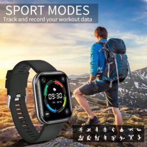 Eytlptoc Montre connectée avec réception d'appels et de messages sans fil, montre de sport multifonction pour la course et la randonnée, grand écran tactile de 1,85 pouce, batterie de 250 mAh, compatible avec les téléphones Android et iOS, design unisexe à la mode.