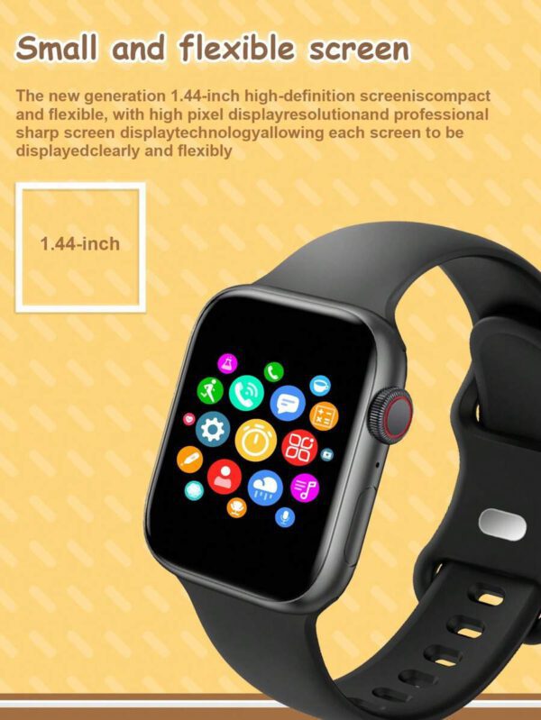 1 pièce Montre connectée multifonctionnelle pour enfants avec écran tactile de 1,44 po, bracelet en silicone, plusieurs modes sportifs, contrôle de l'appareil photo, notifications des réseaux sociaux, compatible Bluetooth avec Android et iOS, convient pour l'école, les sports et autres occasions – Image 2