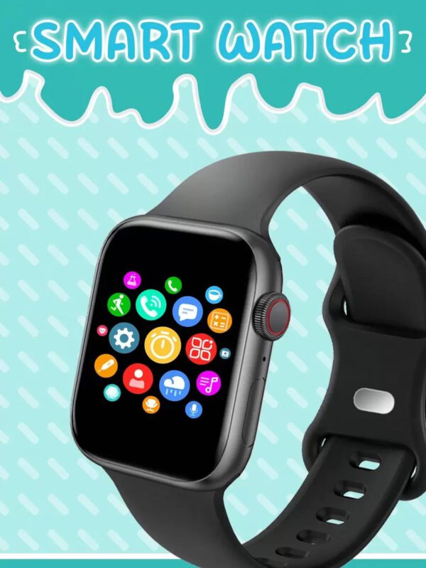 1 pièce Montre connectée multifonctionnelle pour enfants avec écran tactile de 1,44 po, bracelet en silicone, plusieurs modes sportifs, contrôle de l'appareil photo, notifications des réseaux sociaux, compatible Bluetooth avec Android et iOS, convient pour l'école, les sports et autres occasions – Image 3