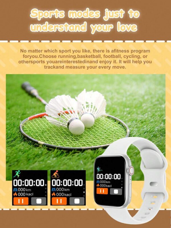 1 pièce Montre connectée multifonctionnelle pour enfants avec écran tactile de 1,44 po, bracelet en silicone, plusieurs modes sportifs, contrôle de l'appareil photo, notifications des réseaux sociaux, compatible Bluetooth avec Android et iOS, convient pour l'école, les sports et autres occasions – Image 5