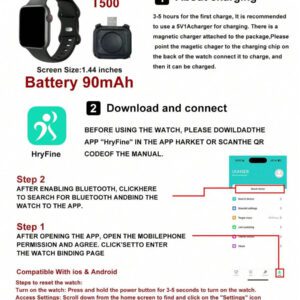 1 pièce Montre connectée multifonctionnelle pour enfants avec écran tactile de 1,44 po, bracelet en silicone, plusieurs modes sportifs, contrôle de l'appareil photo, notifications des réseaux sociaux, compatible Bluetooth avec Android et iOS, convient pour l'école, les sports et autres occasions