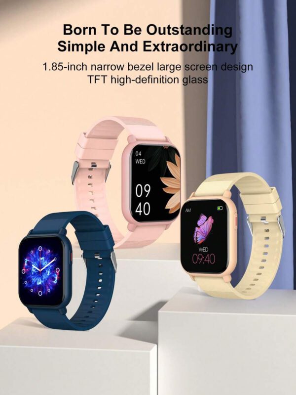 Montre intelligente avec écran tactile HD de 1,85 pouces, appel/numérotation sans fil, notifications d'applications multiples, convient aux hommes et aux femmes, tracker de fitness, cadran personnalisable, contrôle de la musique, compatible avec Apple/Android – Image 2