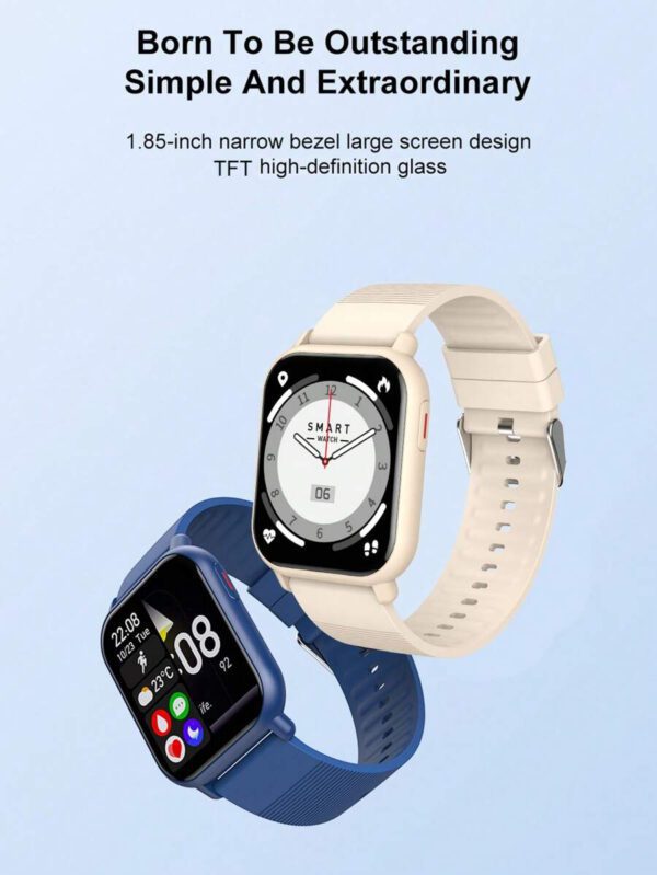 Montre intelligente avec écran tactile HD de 1,85 pouces, appel/numérotation sans fil, notifications d'applications multiples, convient aux hommes et aux femmes, tracker de fitness, cadran personnalisable, contrôle de la musique, compatible avec Apple/Android – Image 6