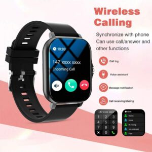 Montres connectées sport, montre connectée pour femme avec écran haute définition. Montre connectée avec écran couleur LED haute définition de 1,83 pouces, écran tactile entièrement ajusté, prise en charge de plusieurs langues, fonction de charge sans fil, lecteur de musique, fonction d'appel téléphonique, notification de message