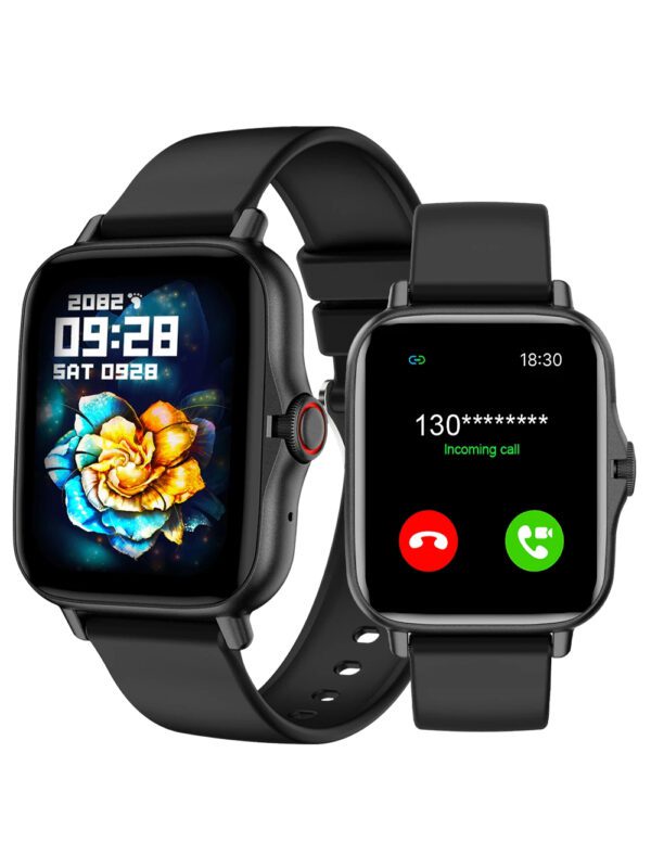 Une nouvelle montre connectée de sport pour hommes et femmes avec des fonctions telles que composer/répondre aux appels, compter les pas, suivre les calories, suivre la distance, modes multisports, contrôle de la musique, caméra à distance, réveil, information d'appel, montre connectée multifonctionnelle, équipée d'une batterie lithium-ion 150 mAh, écran tactile plein écran de 1,44 pouces, compatible avec les smartphones iOS et Android – Image 2
