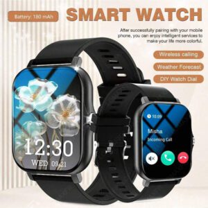 1 pièce Bracelet de montre connectée sport unisexe en silicone, écran tactile HD 1,83", compteur de pas, calories, modes multi-sports, alarme et notification d'appel, compatible Android et iOS, convient comme cadeau de mode pour toutes les occasions