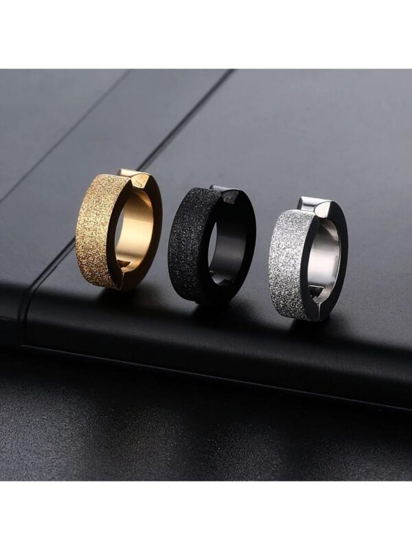 3 Pièces Clips D'oreilles Homme Garçon punk En Acier Inoxydable Non Perçant Boucles D'oreilles Pour Femme – Image 2