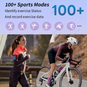 SIMSONLAB NOUVELLE Montre connectée compatible avec iOS/Android, montre connectée étanche 1 ATM prenant en charge le podomètre/les appels sans fil/les alertes de notification, suivi de la condition physique avec plus de 100 modes sportifs, assistant vocal IA/écran divisé/calculatrice, montre connectée élégante avec cadrans personnalisables, cadeau de la Saint-Valentin pour hommes et femmes