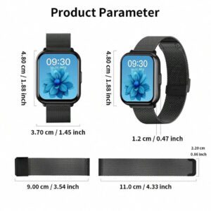 SIMSONLAB NOUVELLE Montre connectée compatible avec iOS/Android, montre connectée étanche 1 ATM prenant en charge le podomètre/les appels sans fil/les alertes de notification, suivi de la condition physique avec plus de 100 modes sportifs, assistant vocal IA/écran divisé/calculatrice, montre connectée élégante avec cadrans personnalisables, cadeau de la Saint-Valentin pour hommes et femmes