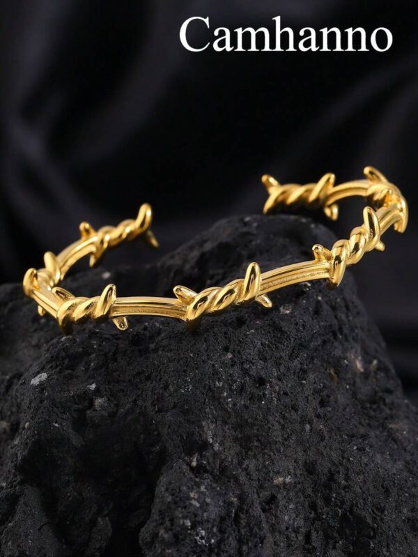 Camhanno 1 pièce Bracelet ouvert en acier inoxydable de style mode de rue avec épine, pour homme à porter tous les jours en sortant – Image 6