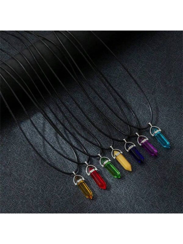 1/5/10/20 pièces Collier pendentif de perles de verre cristal naturel pour hommes, bijoux en pierres de chakra cristal unisexe, corde en PU, cadeaux de couple, fournitures de fête – Image 10