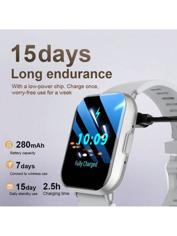 Montre connectée haut de gamme 2025 pour femmes et hommes, écran HD 1,83", prise en charge des appels sans fil, des rappels d'informations et des alertes d'alarme, étanche jusqu'à 1ATM, montre connectée avec tracker de fitness, compatible avec plus de 100 modes sportifs, compatible avec iOS/Android – Image 7