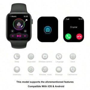 1 pièce Montre connectée multifonctionnelle électronique à écran tactile de 1,44 pouces pour femmes avec bracelet en silicone, avec plusieurs modes sportifs, contrôle de la caméra, notifications d'applications sociales, connectivité Bluetooth pour Android et iOS (divers styles de bracelet)
