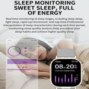 CHAONB Montre connectée Tracker d'activité de fitness Écran tactile pleine HD Contrôle de la musique Moniteur de santé Rappel d'appel et de message SMS Distance Montre connectée sport 2025 Bracelet intelligent Compteur de pas Calories Notification de message en ligne Composition de message Appel BT Fréquence cardiaque Réveil Lampe de poche Météo