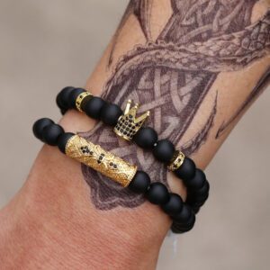 RINTOLER Homme 2 pièces Bracelet Perlé À La Mode Et Populaire Cuivre Pour Vacances Et Pour A Élégant Look