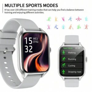 1 pièce Nouvelle Montre connectée unisexe en silicone, cadran/répondre aux appels, podomètre, calories, alarme, rappel d'appel/message entrant, montre connectée multifonctionnelle pour sport, écran tactile plein écran 1.44", convient pour smartphone, cadeau pour les vacances