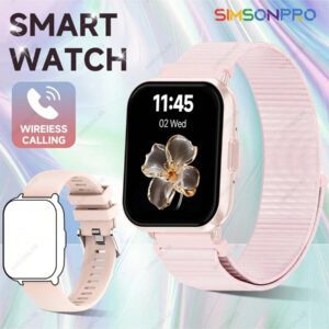 Montre connectée pour dames de 1,83" à écran tactile complet. Rappel d'appel, plus de 100 modes sportifs, résistance à l'eau jusqu'à 10m, batterie de 280mAh. Nouvelle montre connectée pour femmes avec appels passifs ou réceptifs sans fil, rappel d'informations, cadrans personnalisables. Compatible avec et Android. Cadeau pour les femmes.