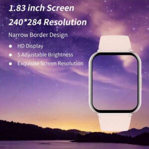 Montre connectée pour dames de 1,83" à écran tactile complet. Rappel d'appel, plus de 100 modes sportifs, résistance à l'eau jusqu'à 10m, batterie de 280mAh. Nouvelle montre connectée pour femmes avec appels passifs ou réceptifs sans fil, rappel d'informations, cadrans personnalisables. Compatible avec et Android. Cadeau pour les femmes.