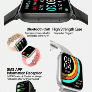 Montre connectée H9PLUS 190mAh avec fonction d'appel, surveillance de la fréquence cardiaque, de la tension artérielle, de l'oxygène dans le sang et rappel d'informations sur la santé