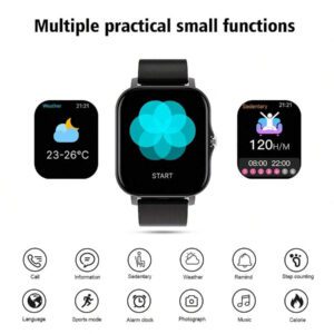 Montre connectée sport haute définition tactile de 4,65 cm, montre pour hommes, appel sans fil, rappel de message, rappel d'alarme, plusieurs modes sport, photographie à distance, lecture de musique, montre connectée multifonction, compatible avec les smartphones Android et iOS