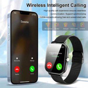 Montre connectée sport haute définition tactile de 4,65 cm, montre pour hommes, appel sans fil, rappel de message, rappel d'alarme, plusieurs modes sport, photographie à distance, lecture de musique, montre connectée multifonction, compatible avec les smartphones Android et iOS